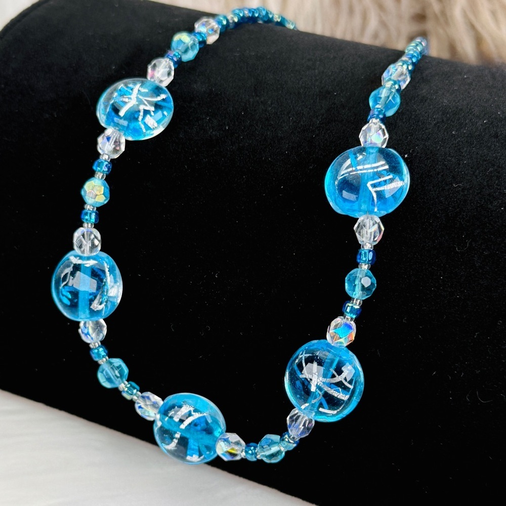 Vintage island chic Blue Beaded Necklace